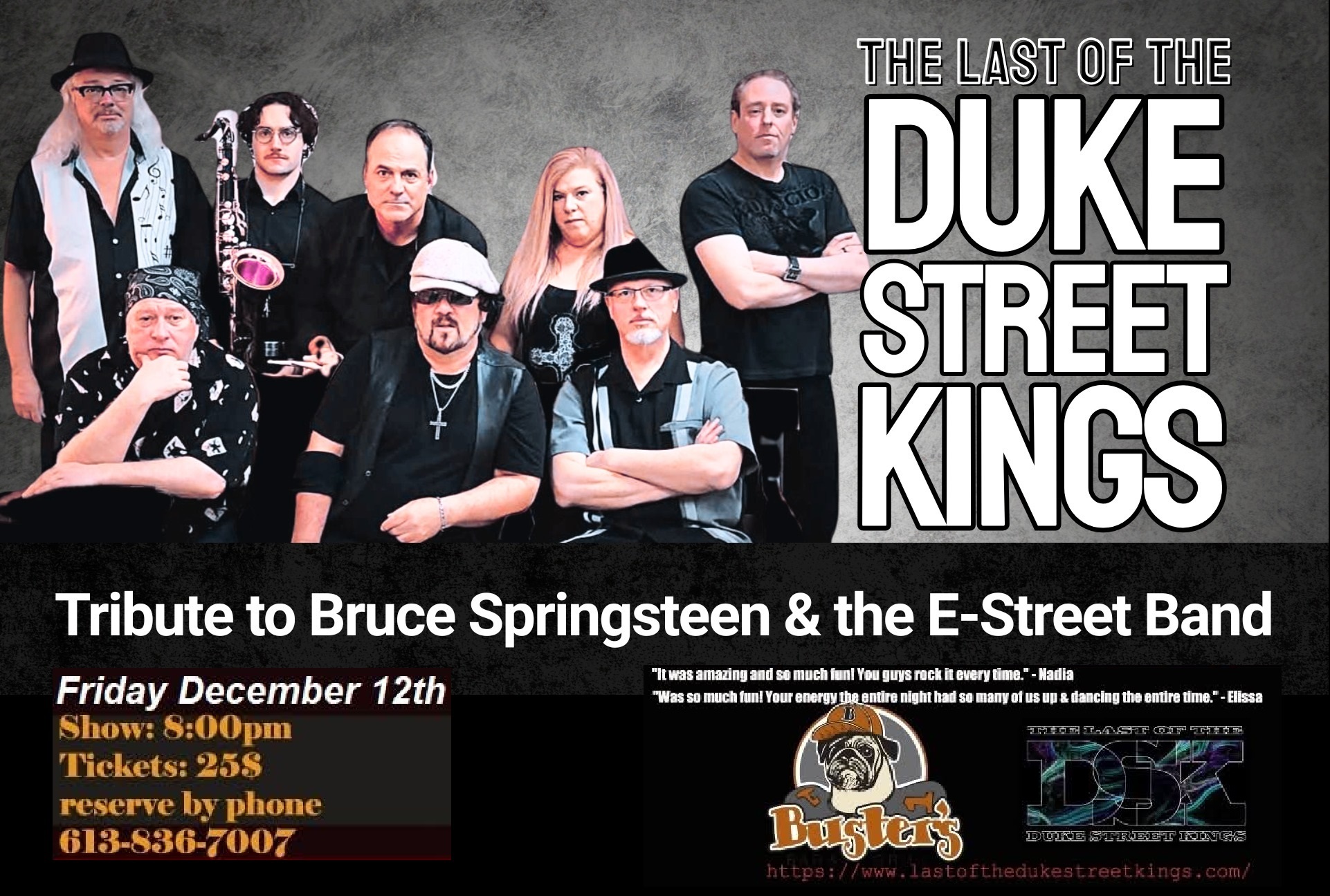 Busters Promo - Tribute to Bruce Springsteen & The E-Street Band Friday 12th December 2026