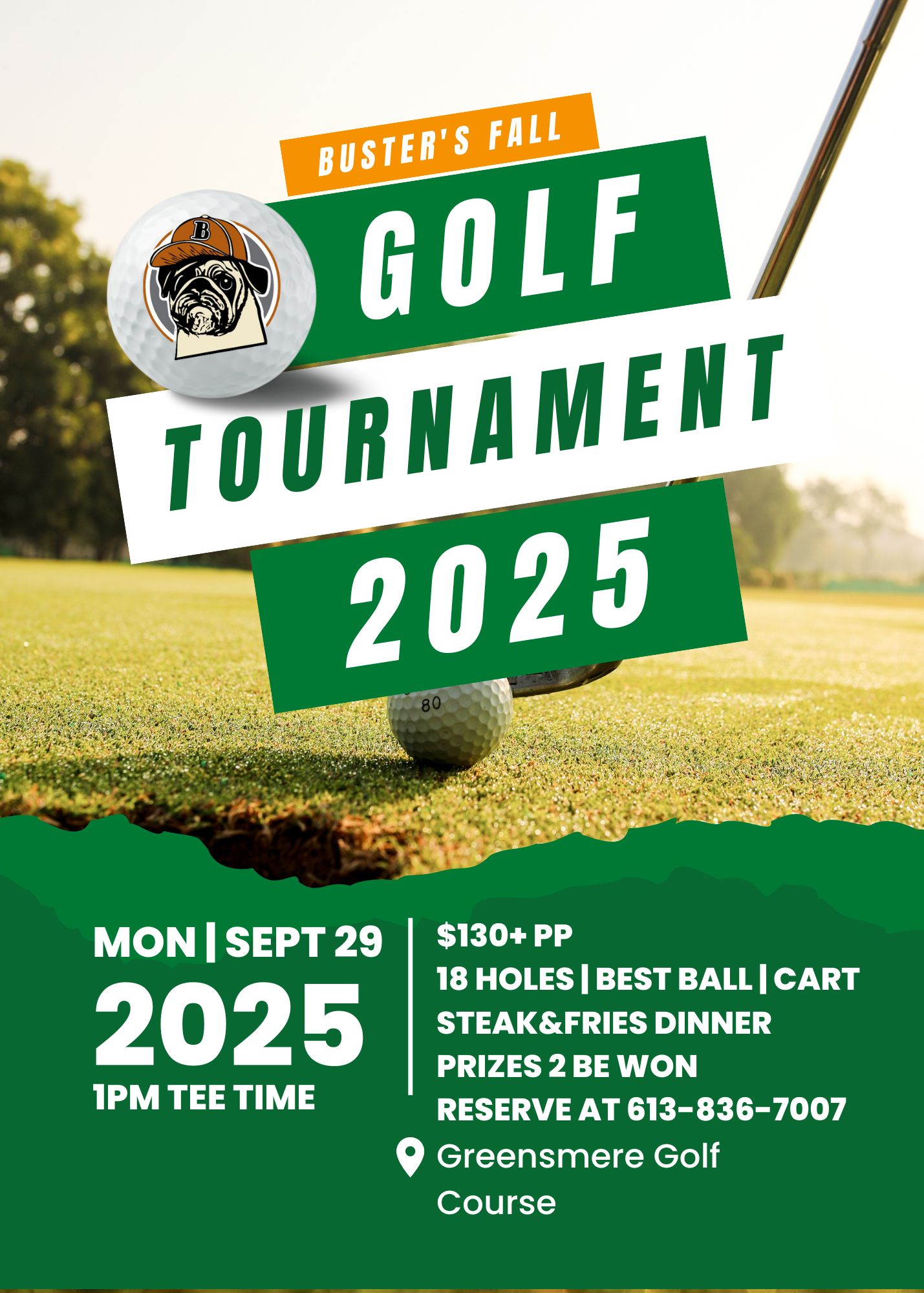 Buster's Fall Golf Tournament 2025 | Mon Sep29 1pm TEE Time $130+ PP